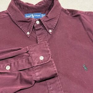 Ralph Lauren Blake Burgundy Long Sleeve Button Down Shirt Men's XXL 100% Cotton